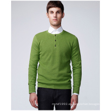 Algodón Semi Openness Pullover Jacquard hecho punto suéter de los hombres